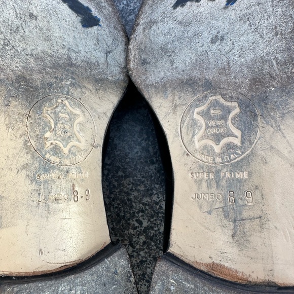 VINTAGE GUCCI BLACK LEATHER  G LOGO DETAIL LOAFERS Size 8-9 MADE IN ITALY - Picture 8 of 13